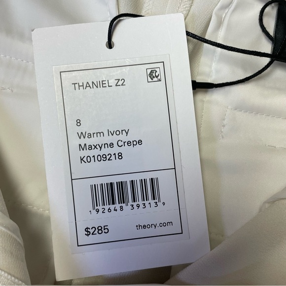 NEW Theory Thaniel Z2 Ankle Cropped Pants Women’s 8 Ivory Maxyne Crepe MSRP $285 - Picture 8 of 13